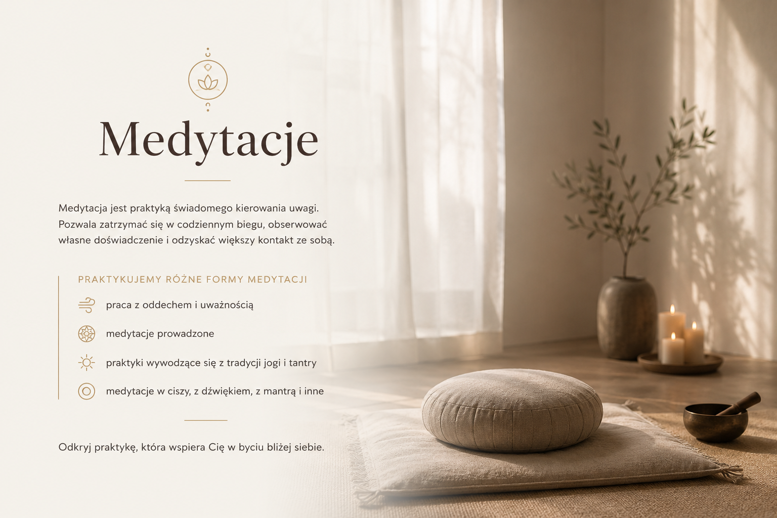 Medytacje w Sanctum Vitae - praktyki uważności, oddechu, ciszy i dźwięku